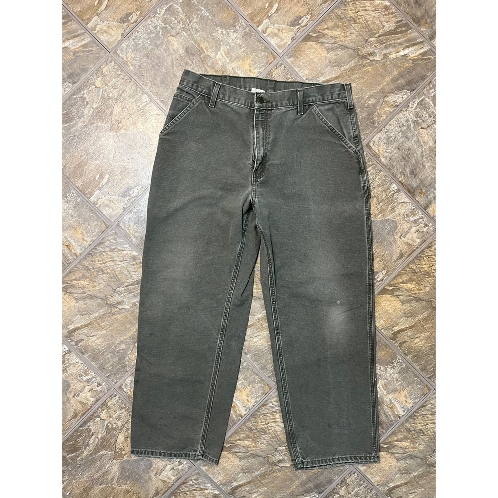 Carhartt B11 MOS Carpenter Pants Mens 36x30 Moss Green Vintage Distressed Work